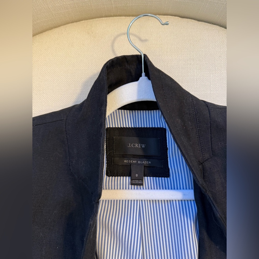 J.Crew Original School Boy Blazer in Black 100% Linen, Silk-Lined - Picture 5 of 10